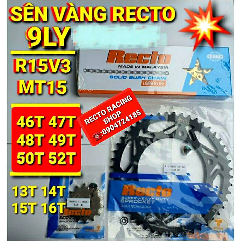 NHÔNG SÊN DĨA 💥GIÁ 599K💥 R15V3/MT15/FZ 155i/XSR 155/46T 47T 48T 49T 50T 52T/ SÊN VÀNG RECTO THAILAN