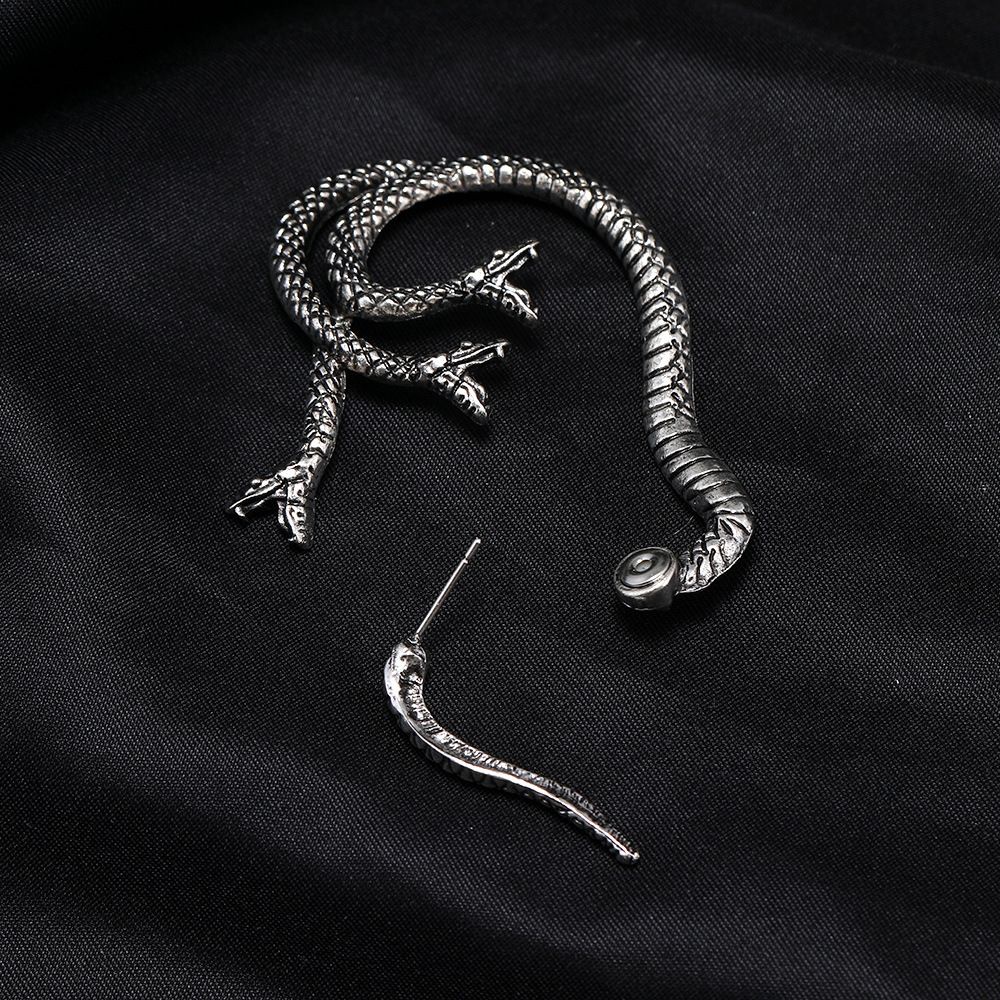 Khuyên tai dạng móc hình rắn bằng hợp kim phong cách Hàn Quốc thời trang đường phố cho nam và nữ