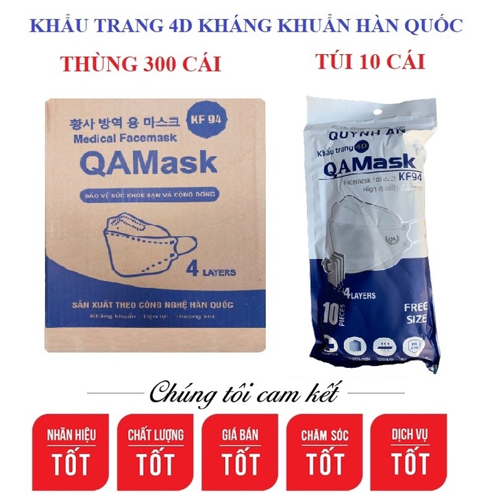 Thùng 300 Chiếc Khẩu Trang 4D KF94 Kháng Khuẩn Cực Tốt