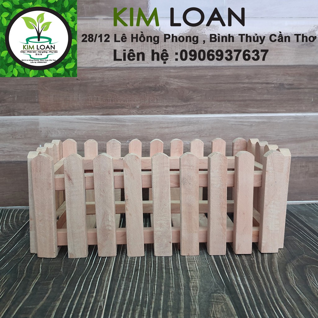 Chậu lan gỗ vú sữa chữ nhật hàng rào 30x15x12cm
