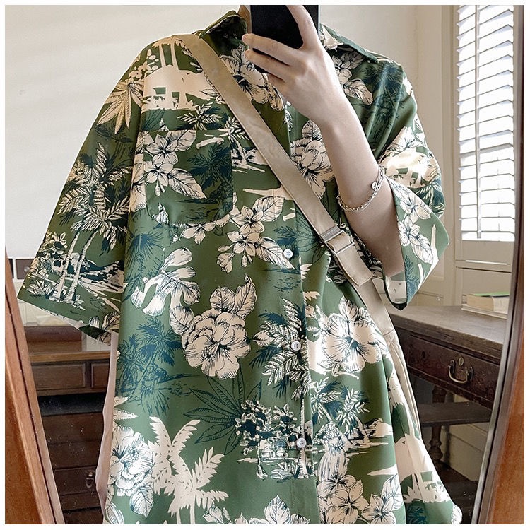 Áo Sơ Mi Tay Ngắn Dáng Rộng In Họa Tiết Vintage Thời Trang Mùa Hè Cho Nam