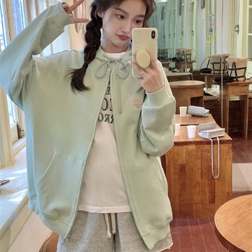 Áo Hoodie Dáng Dài Rộng Phong Cách Mùa Thu Mới Cho Nữ