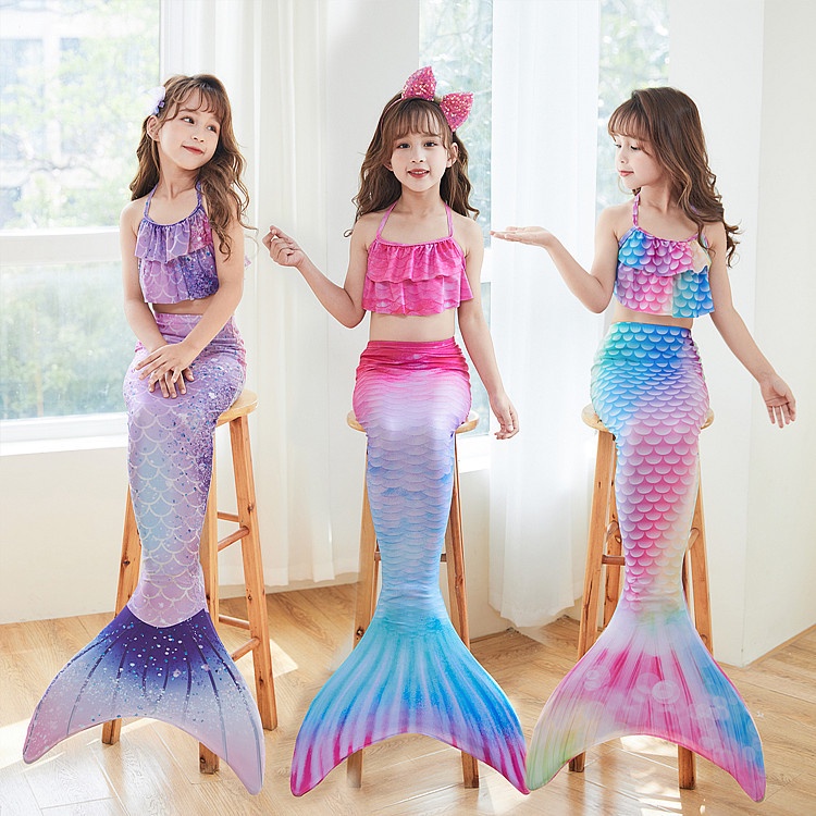 Bộ đồ bơi nàng tiên cá 3 món xinh xắn thời trang hè cho bé gái 3-8 tuổi