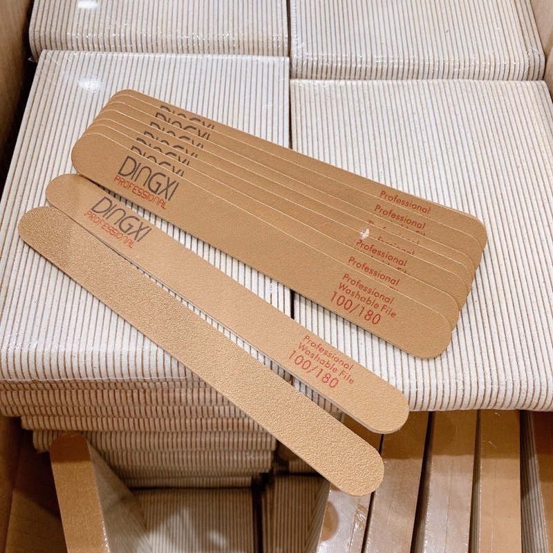 Dũa Móng Tay DINGXI Nhám Da Bò Nâu Vàng Độ Nhám 100/180 - Dũa Móng Nail