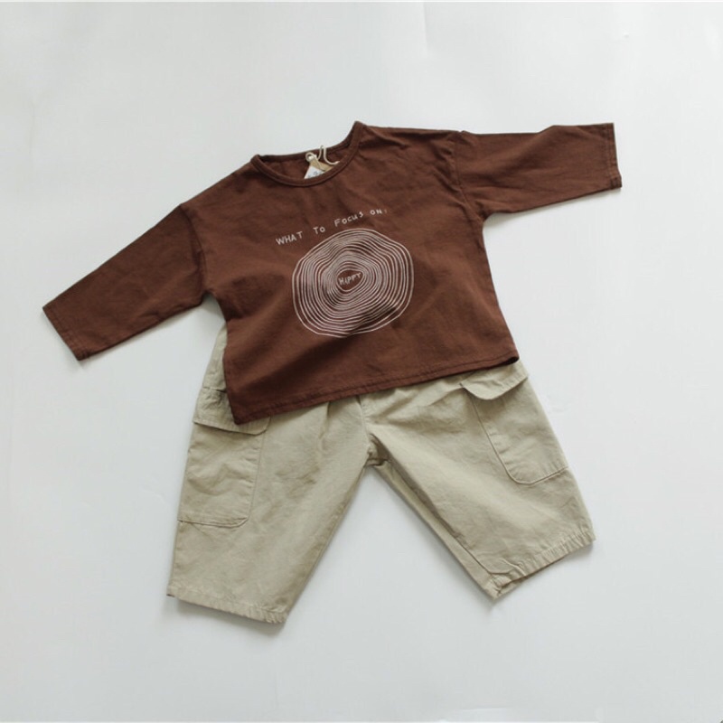 Áo thun tay dài in hình xoáy tròn Hàn Quốc cho bé gái bé trai size 80-120