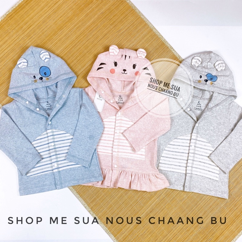 MOON Áo khoác nỉ cho bé có mũ size 6m đến 3y