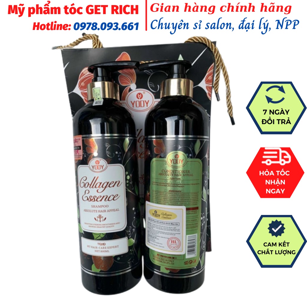 [Hàng Chính Hãng] Dầu Gội Xả Phục Hồi Hương thơm quyến rũ chống rụng tóc YODY COLLAGEN ESSENCE 800mlx2