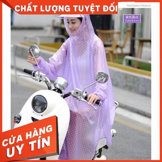 Áo mưa chấm bi hàng to, đẹp chất dày, có kính che
