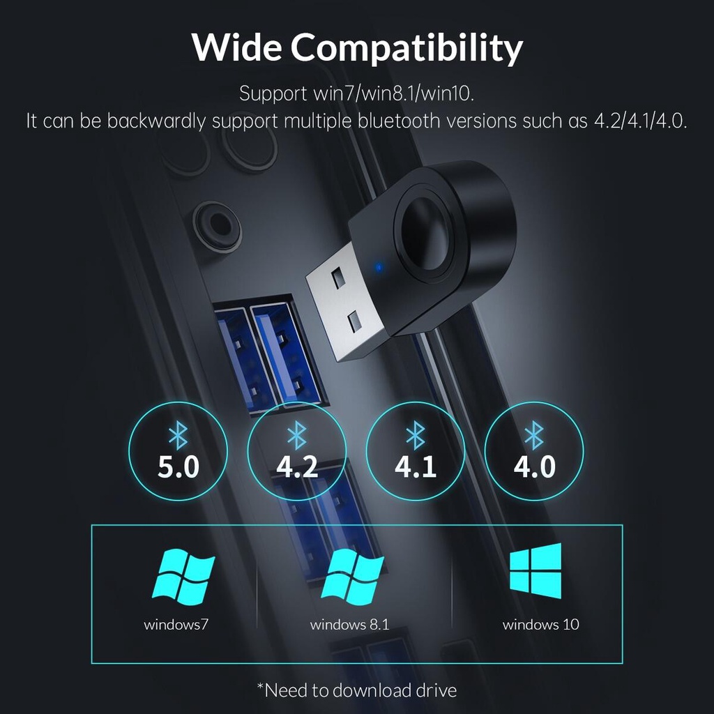 USB Bluetooth 5.0 Orico BTA-608 cho PC - Laptop - Hàng chính Hãng
