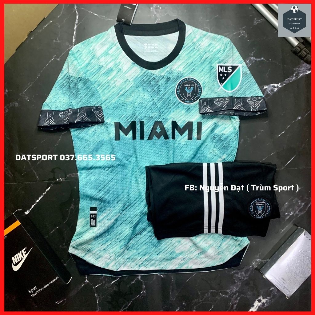▫◈☏Set Bộ Thể Thao Nam Quần Áo Đá Banh Inter Miami Màu Xanh mùa giải 2021/22 - Chuẩn Mẫu Thi Đấu Vải Gai Thái Cao Cấp