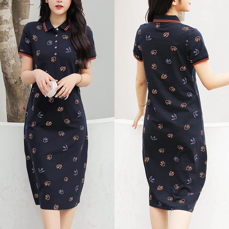 Đầm thun suông cổ tim, ngắn tay, hàng chính hãng, dáng dài trùm gối (48kg-80kg) | BigBuy360 - bigbuy360.vn