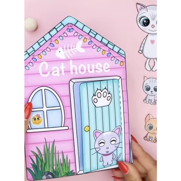 NGÔI NHÀ BÚP BÊ GIẤY MÈO CAT HOUSE