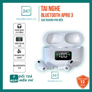 Tai nghe không dây ⚡️𝐅𝐑𝐄𝐄𝐒𝐇𝐈𝐏⚡️ bluetooth apro 3 wireless 5.0, sạc nhanh pin bền - bh 12 tháng