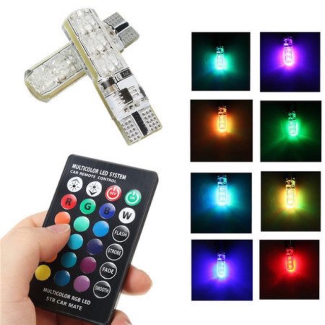 Đèn led demi xi nhan đổi màu có remote và 2 bóng