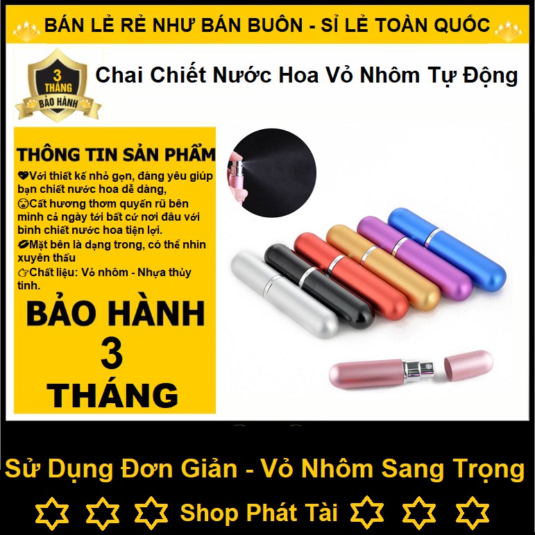 Phụ Kiện Thời Trang Không Thể Thiếu Cho Các Bạn Nữ - Chai Chiết Nước Hoa Tự Động , Mỹ Phẩm, Mini Vỏ Nhôm Sang Trọng 5ml