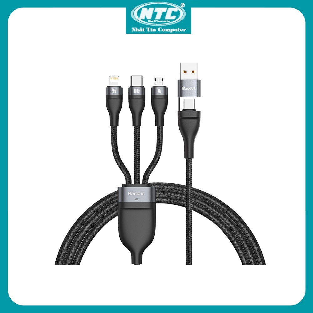 Cáp sạc và truyền data 3 đầu Baseus Flash Series 100W CA2T3 USB/TypeC to Micro//TypeC (3 MÀU TÙY CHỌN)