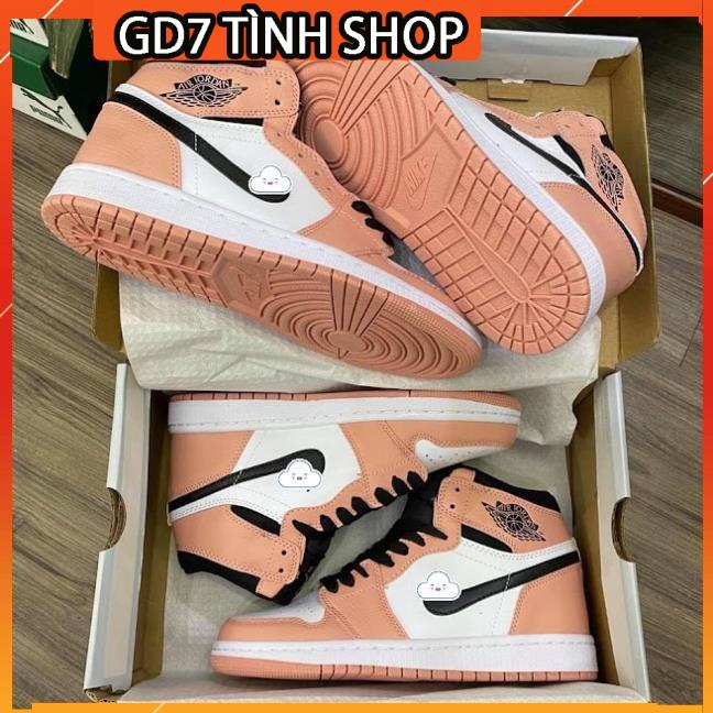 Giày thể thao nữ Jordan màu hồng móc đen cổ cao cực chất hot trend 2021, Full Box Bill
