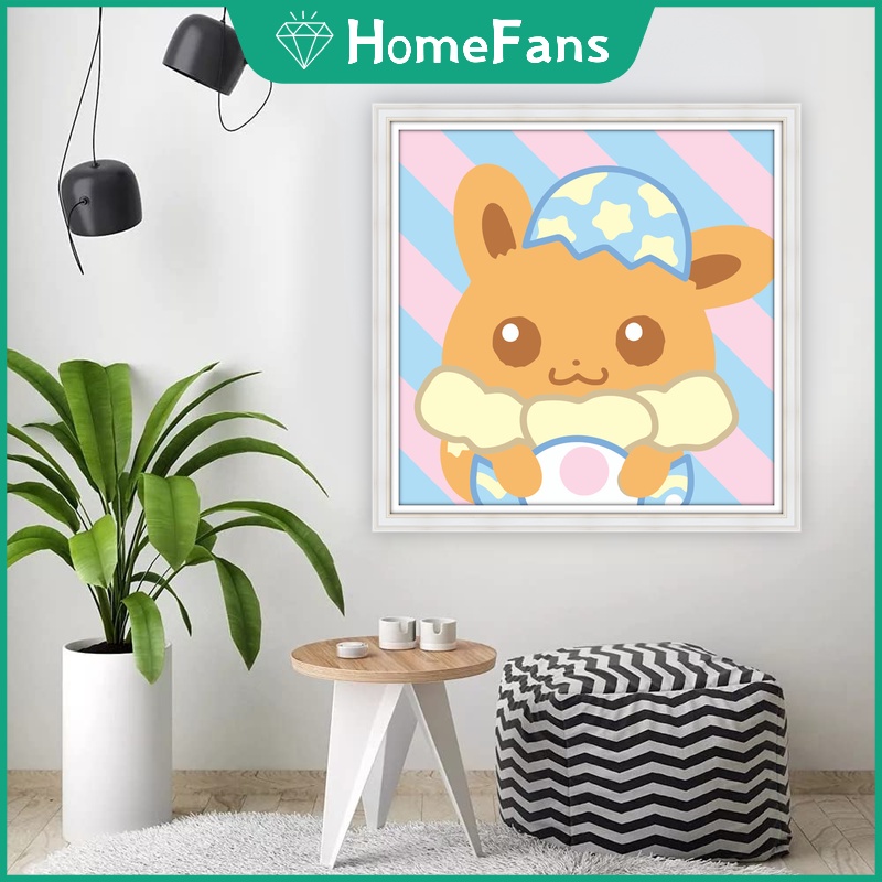 Bộ Tranh Đính Đá 5D Tự Làm Hình Pikachu Kích Thước 30x30cm / 40x40cm / 50x50cm