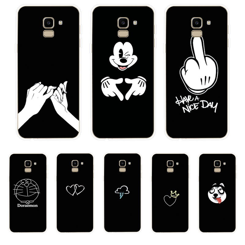 Ốp Lưng Samsung Galaxy J2 Pro J4 J4+ J6 J6+ Plus J8 2018 TPU mềm Case Cá tính đen tuyền Two