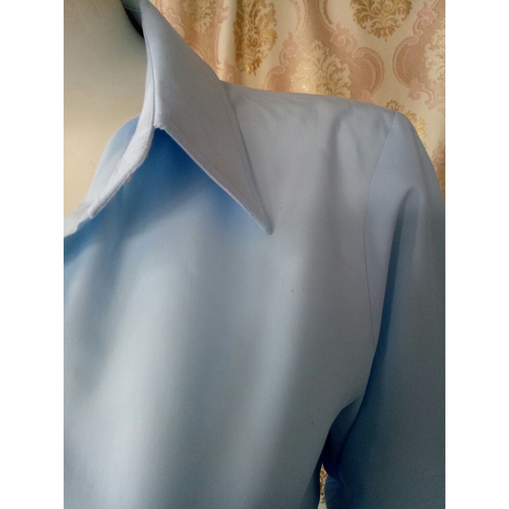 Áo sơ mi nữ xanh dương lụa nến không nhăn thấm hút mồ hôi tốt vải loại 1 đủ size 40-90kg