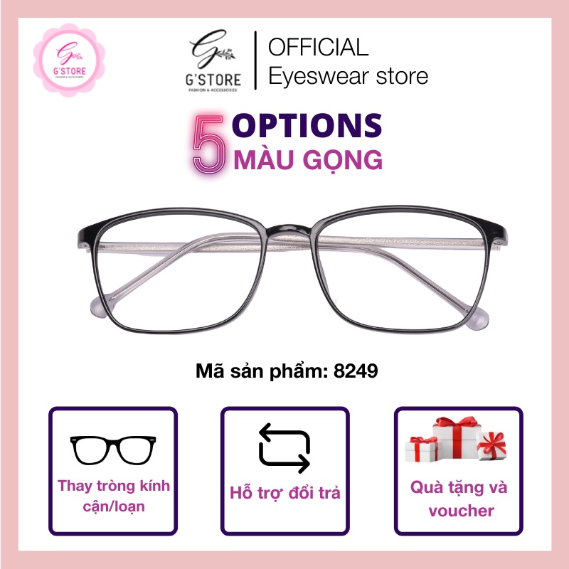 Gọng Kính Cận Nữ Dáng Vuông Tròn G STORE Gọng Cận Nhựa Dẻo Bền Đẹp Nhiều Mẫu 8249