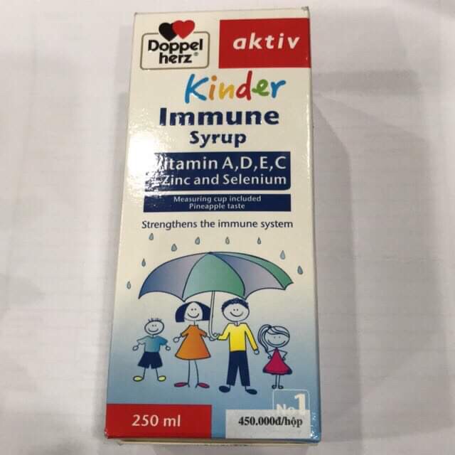 Doppelherz Kinder Immune Syrup 250ml - Miễn dịch khoẻ, mẹ bớt lo (Vitamin A,Vitamin D3,Vitamin E,Vitamin C,Zin, Selenium