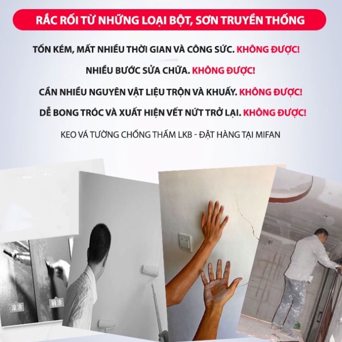 Keo Vá Tường Chống Thấm LKB 250gr, Trám Trét Vết Nứt Khe Hở Tường - Chống Mốc Ẩm GALA HOME