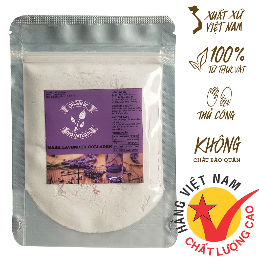 [BIONATURALVN] Bột đắp mặt nạ Mask Lavender Collagen HANDMADE