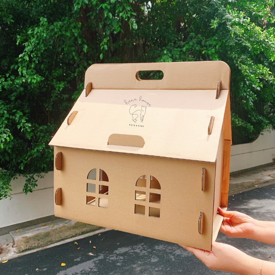 😽😽Nhà giấy carton cho mèo 🐈🐈 Nhà lắp ráp bằng giấy cho thú cưng 🐱