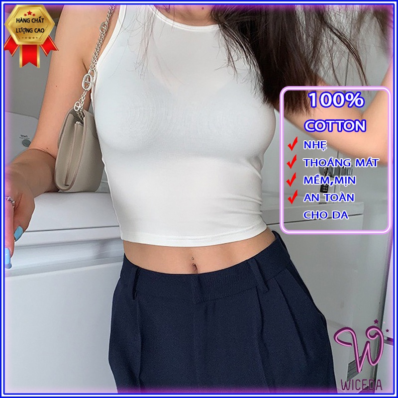 Áo ba lỗ nữ sát nách ôm,áo croptop chất vải mềm mịn co giãn 2 màu đen trắng Wiceda AL250