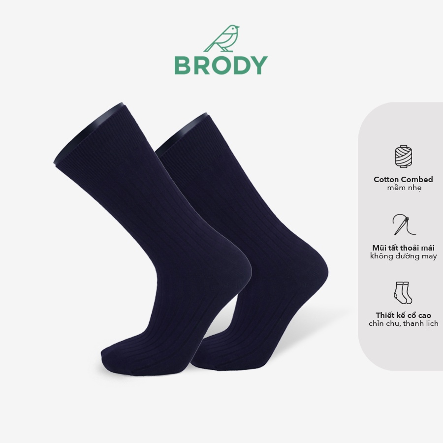 Tất cổ cao nam BRODY Xanh Navy Cotton Combed cao cấp Thời trang nam Công sở - MC00279