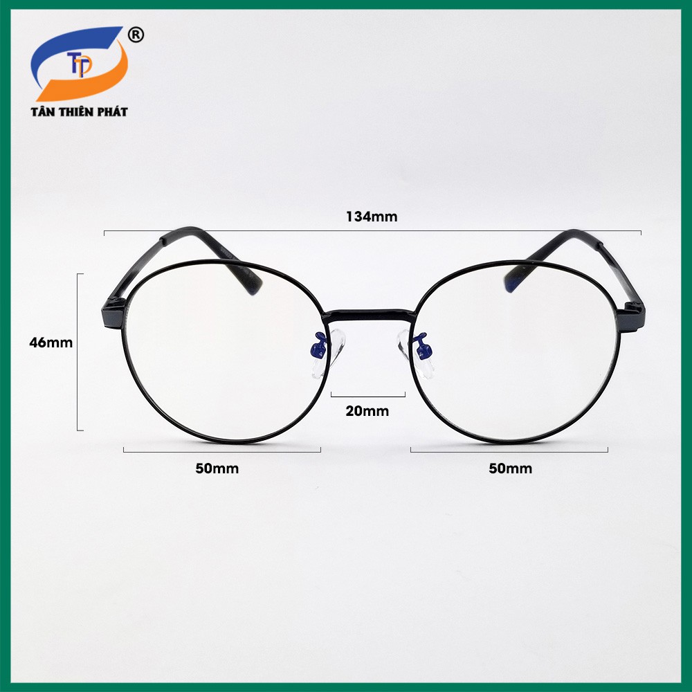 Gọng kính mắt tròn nam nữ kim loại thời trang 29223. Tròng giả cận 0 độ, chống ánh sáng xanh, chống tia UV