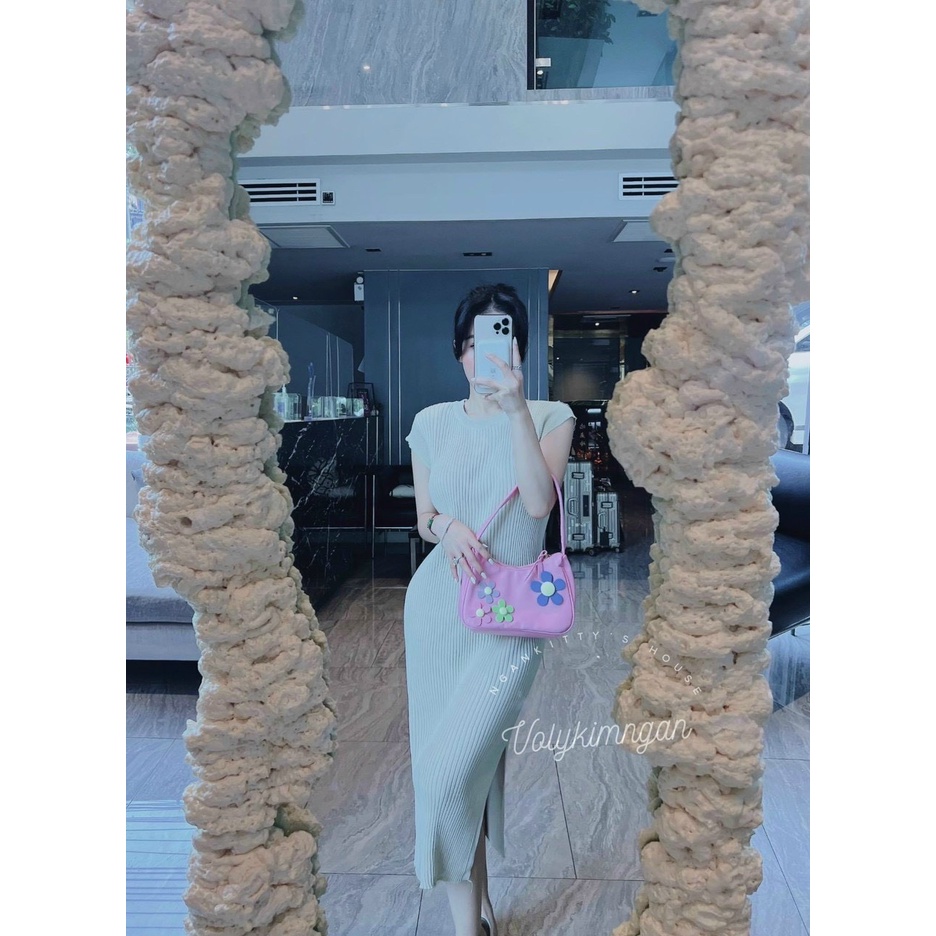 Váy len maxi xẻ bên