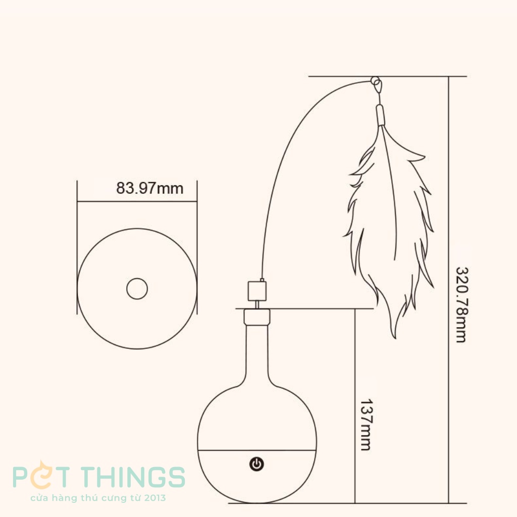 Đồ chơi cần câu mèo Top Cat tự động xoay & nhả thức ăn Pakeway chạy pin
