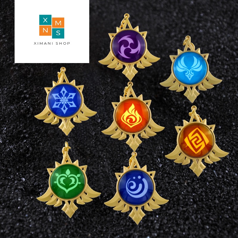 28 Mẫu Móc Khoá Nguyên Tố Vision Genshin Impact Mondstadt Liyue Inazuma Fatui Phát Sáng Mô Hình Game Anime