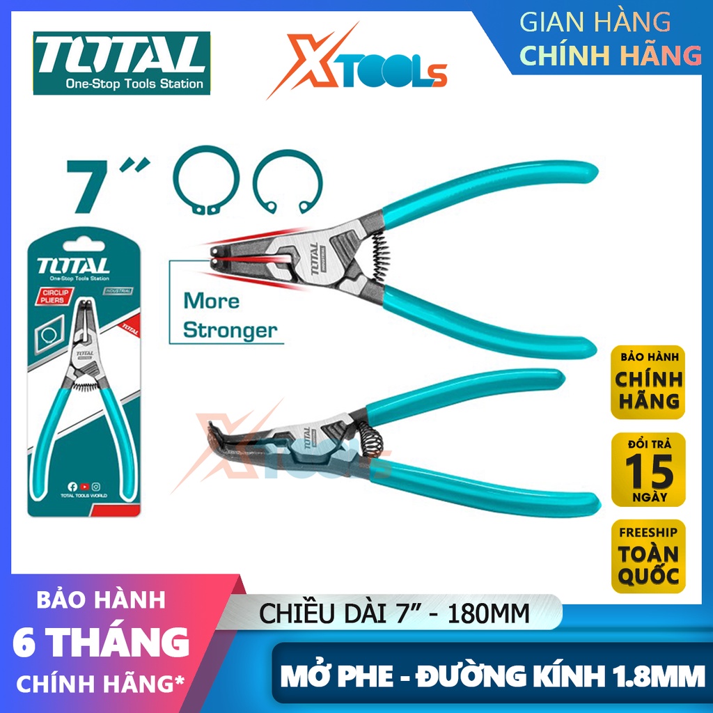Kìm mở phe trong ngoài Total 7&quot;/180mm đầu 1.8mm kìm mở phe đầu thẳng và cong THTJ21801 THTJ21802 [CHÍNH HÃNG][XTOOLS]
