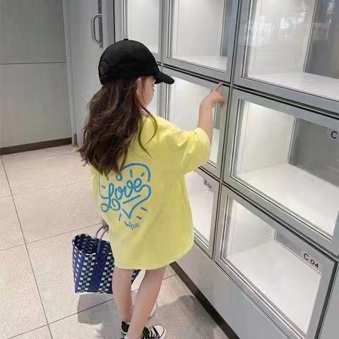 Áo Thun Cotton Nguyên Chất Tay Ngắn Cổ Tròn In Họa Tiết Hoạt Hình Thời Trang Mùa Hè Cho Bé Gái