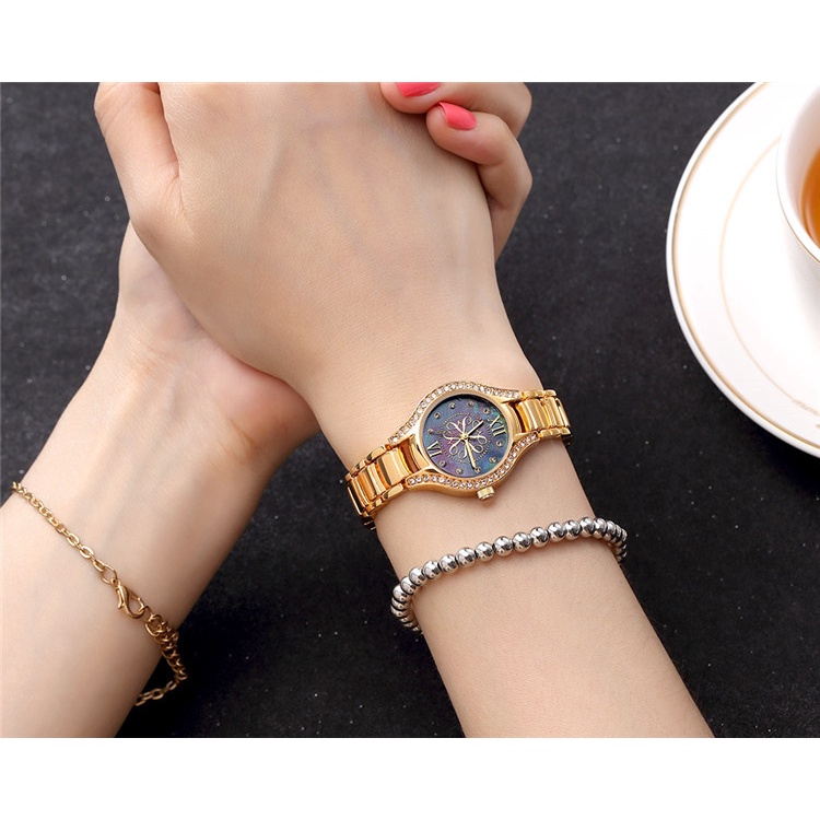 Đồng hồ thạch anh nữ CRRJU 2126 S thời trang thông thường bằng thép không gỉ chống thấm nước