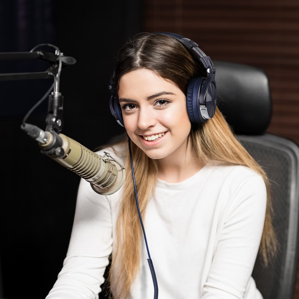 Tai Nghe Chụp Tai Oneodio Pro-10 Blue Studio 50mm Driver Bass 3d Có Mic Và Phụ Kiện