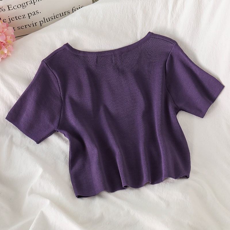 NUZIRO  Áo Khoác Nhẹ Dáng Ngắn Dệt Kim Tay Ngắn Dễ Phối Đồ