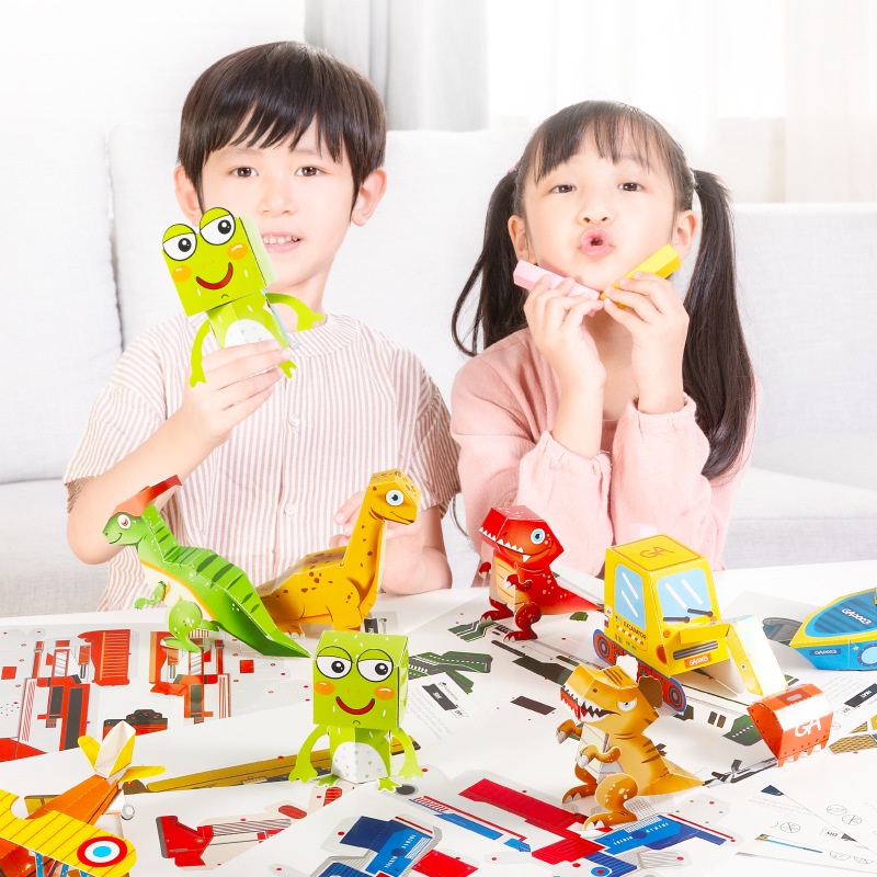 Đồ chơi trẻ em Xếp Hình Khủng Long 3D Bằng Giấy Thủ Công Hoạt Hình Giáo Dục Sớm Cho Trẻ