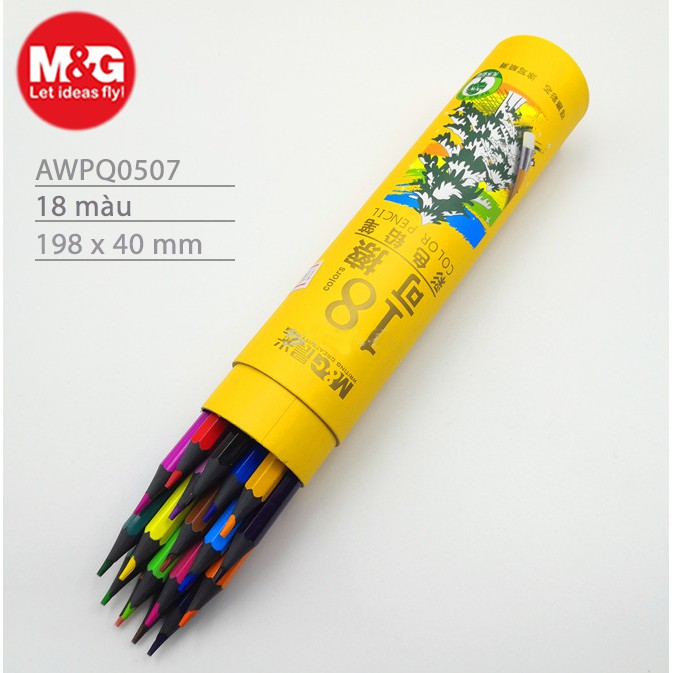 Bút chì màu xóa được, lên màu đẹp, dễ dàng tẩy xóa và tô lại màu, hàng chính hãng M&G, có 12,18,36,48 màu