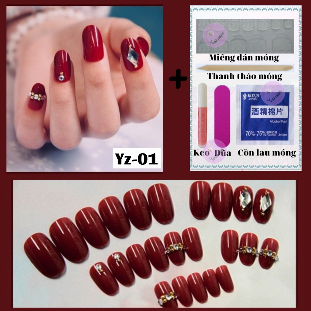 Móng tay giả đính đá kèm keo dài nhọn  YOU NAILS ( Mã Yz01)