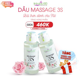 Combo 2 Tinh dầu massage 3S, dầu matxa body, Yoni mùi hoa hồng. Tặng bộ video hướng dẫn massage Tinh Dầu 100 Official