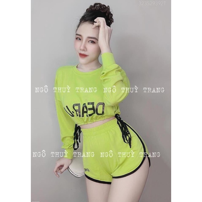 SET THUN CROPTOP IN CHỮ