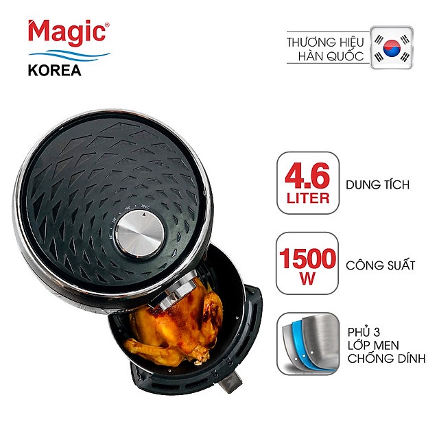 [Mã 254ELSALE giảm 7% đơn 300K] Nồi Chiên Không Dầu Magic A-802 (4.6 Lít) Đỏ- Hàng Chính Hãng