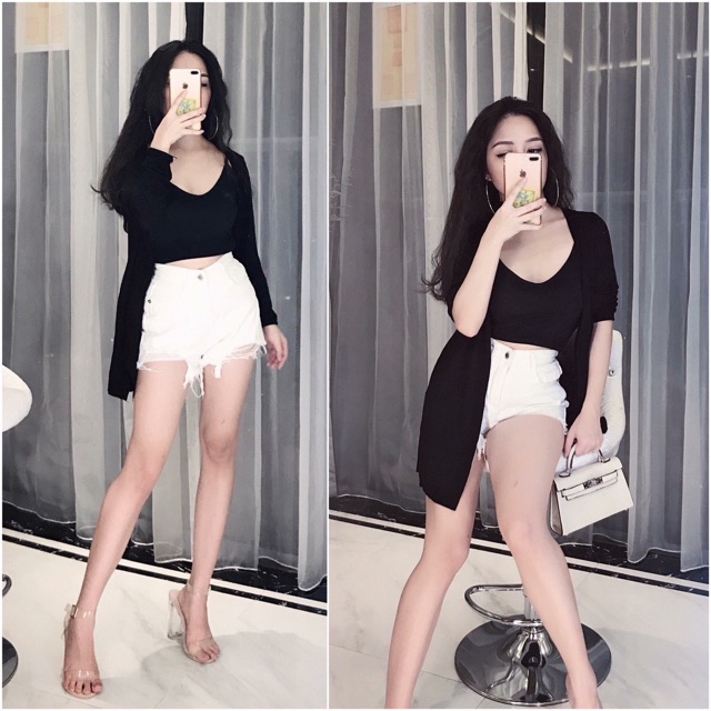 Áo khoác len caridigan mỏng len tiêu
