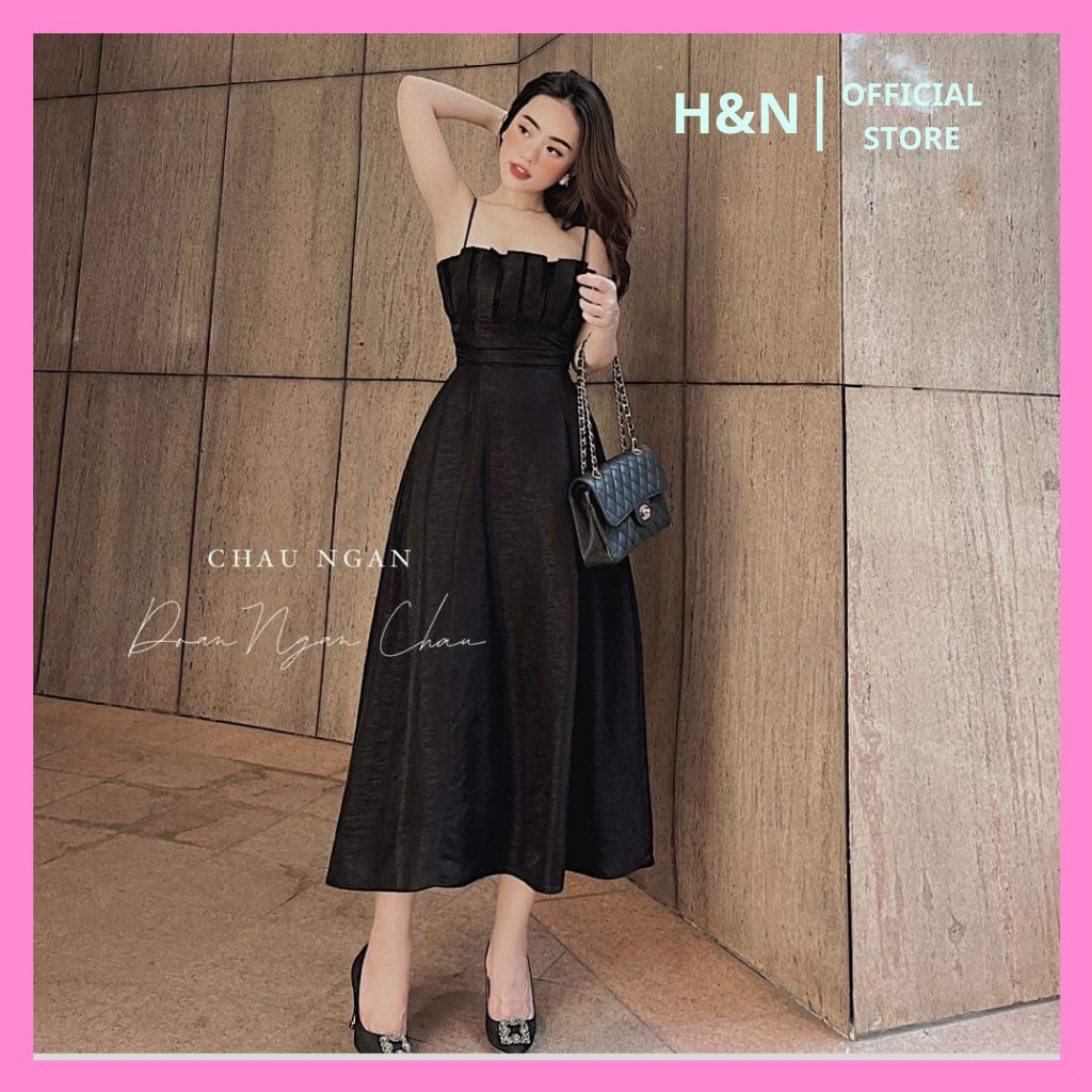 Váy maxi 2 dây xòe dài thiết kế cao cấp dự tiệc trẻ trung xinh xắn - H&N Store V7