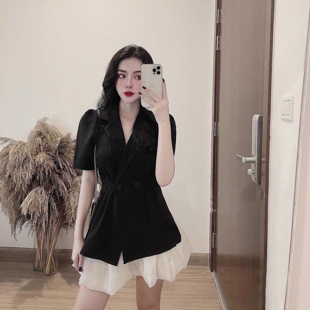 [Hàng Cao Cấp Loại 1 + Ảnh Thật] Bộ Áo Blazer Áo Vest Tay Lỡ Kèm Chân Váy Siêu Dễ Thương Goon Women's - 014