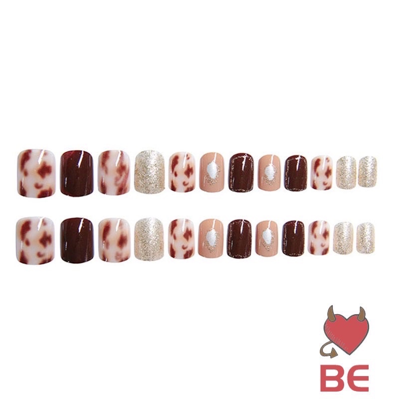 [Hàng có sẳn]Bộ 24 móng giả form ngắn hoạ tiết